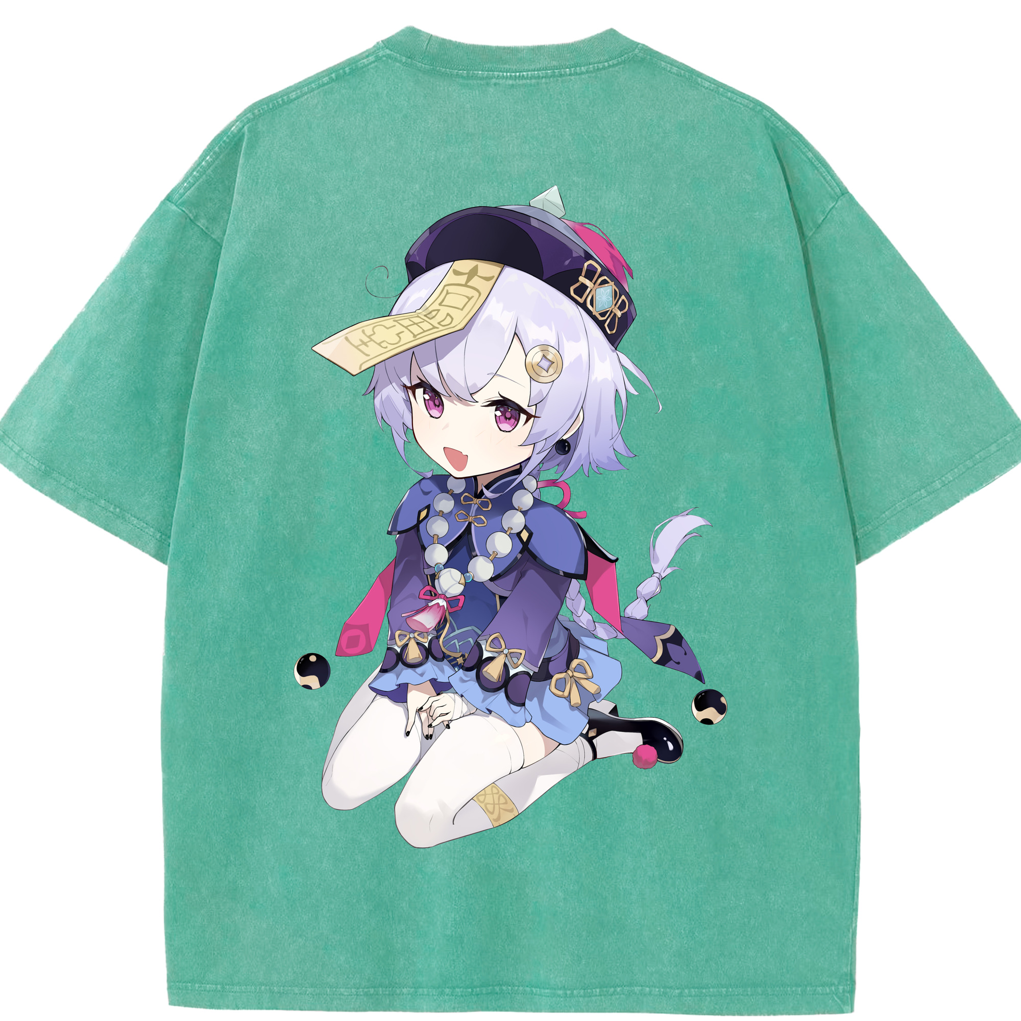 げんし神 七七 なな  genshin Nana 綿100% ヴィンテージ風 半袖Tシャツ（背面プリント）